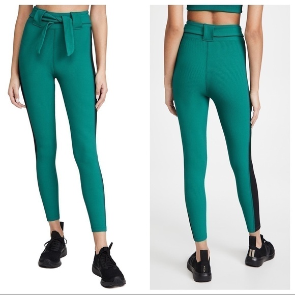 Year of Ours Revolve 38 High Waisted Belted Leggings Women’s XL Green New - Picture 3 of 9